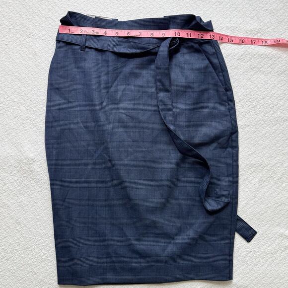 NWT Banana Republic Skirt Women Sz OOP Blue Plaid Belted Pencil Skirt Office - Picture 3 of 7